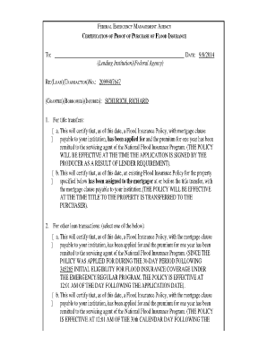 Flood Insurance Certification Form