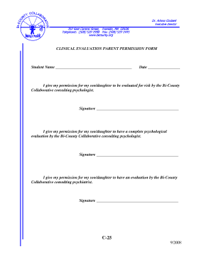 Clinical Evaluation Parent Permission Form