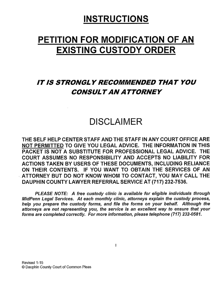 dauphin county custody forms Preview on Page 1