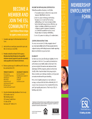 ESL Federal Credit Union Membership Enrollment Form