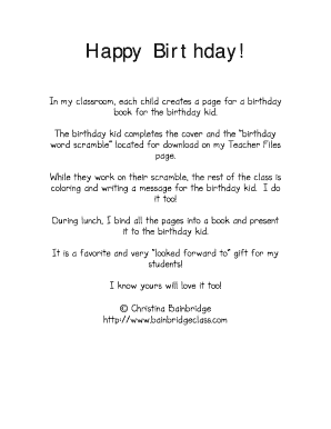 Birthday Book Template