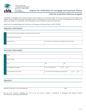 Request for Verification of Mortgage and Payment History