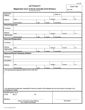 Affidavit Court Use Form 35