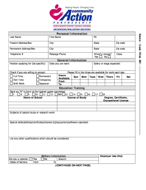 Employment Application Form