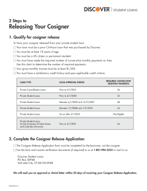 Discover Student Loan Cosigner Release Application