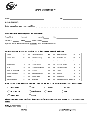 General Medical History Form