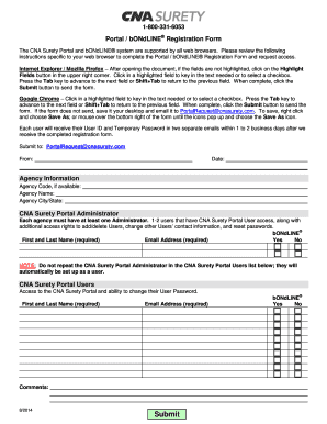 CNA Surety Portal Registration Form