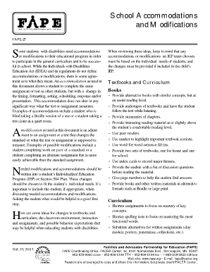 POSSIBLE IEP ACCOMMODATIONS FOR ELIGIBLE CHILDREN