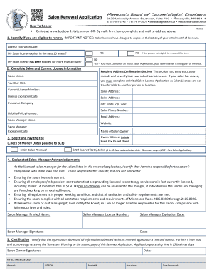 Fillable Online mn Salon Renewal Application - Minnesota.gov Fax Email ...