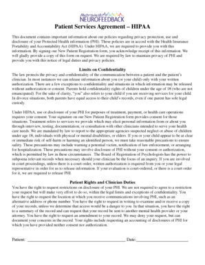 Patient Services Agreement – HIPAA