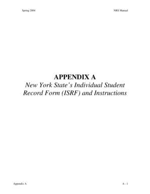 New York State Individual Student Record Form