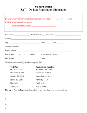 SAT I Online Registration Form