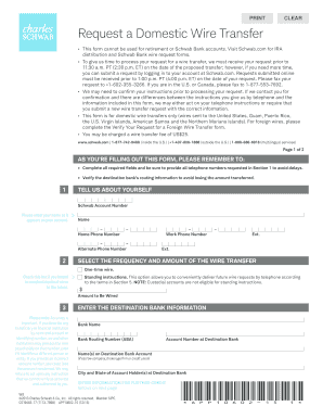 Charles Schwab Domestic Wire Transfer Form