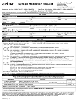 Aetna Synagis Medication Request Form