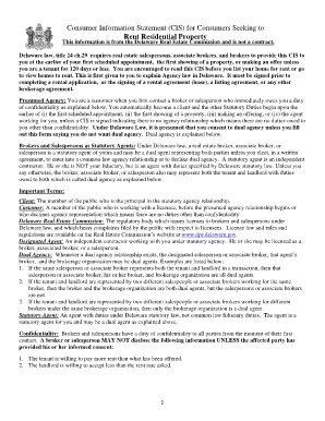 Delaware Consumer Information Statement for Renters