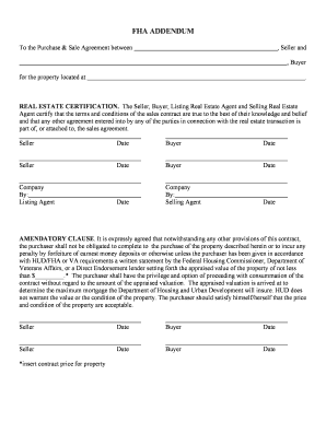 FHA Addendum to Purchase Agreement