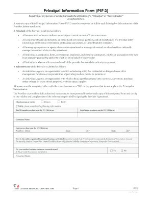 Principal Information Form PIF-2