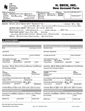 H. Beck New Account Form