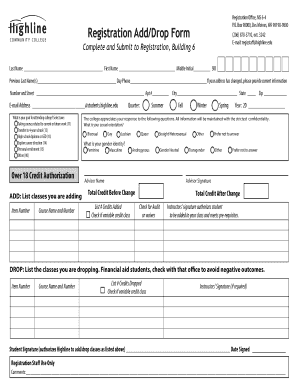 Registration Add/Drop Form