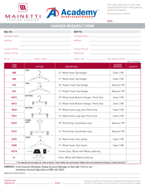 Hanger Request Form