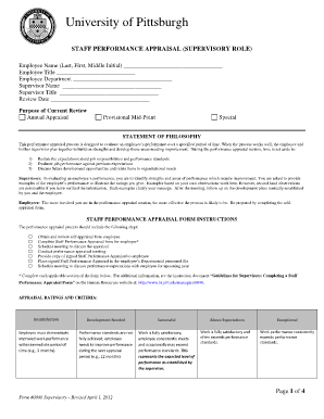 University of Pittsburgh Staff Performance Appraisal Form