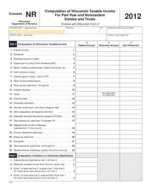 Wisconsin Schedule NR Tax Form