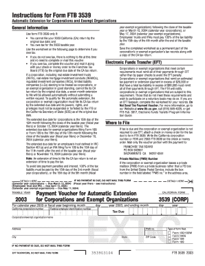 California Form FTB 3539