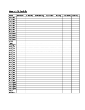 Official college schedule - Weekly Schedule Template - mc