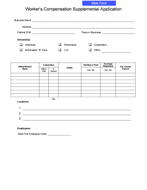 Workers Compensation Supplemental Application