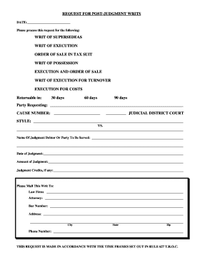 Request for Post-Judgment Writ
