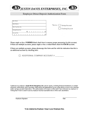 Employee Direct Deposit Authorization Form