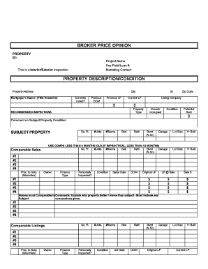 Broker Price Opinion Form