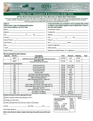 Alpha-Stim Order Form