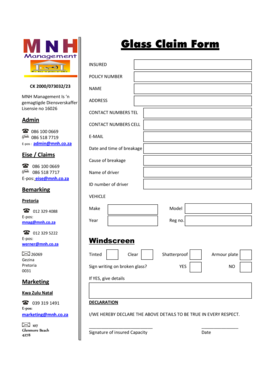 Glass Claim Form