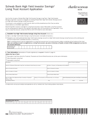 Schwab Bank High Yield Investor Savings Living Trust Account Application