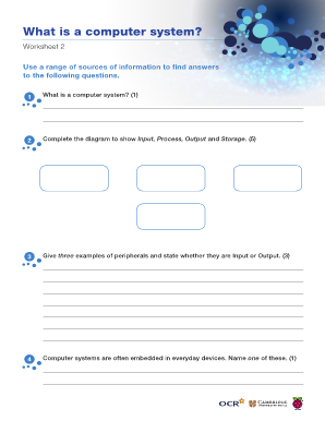 Computer System Worksheet