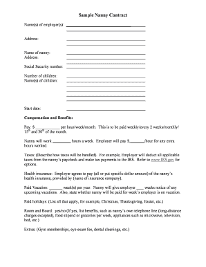 Nanny Employment Contract