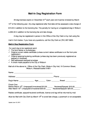 Woburn Dog Registration Form