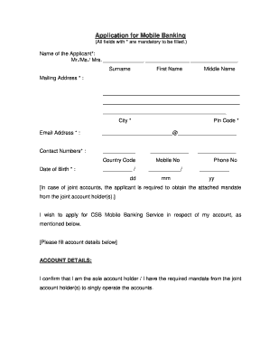 CSB Mobile Banking Application Form