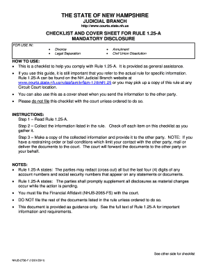 New Hampshire Rule 1.25-A Mandatory Disclosure Checklist