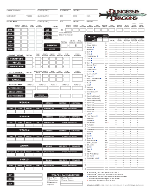 Dungeons & Dragons Character Sheet