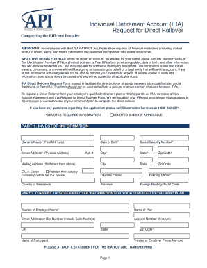 IRA Direct Rollover Request Form