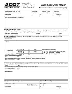 Arizona Vision Examination Report