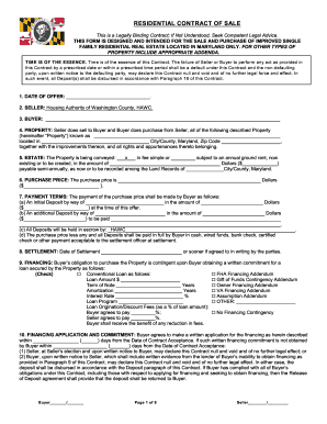 Maryland Residential Contract of Sale