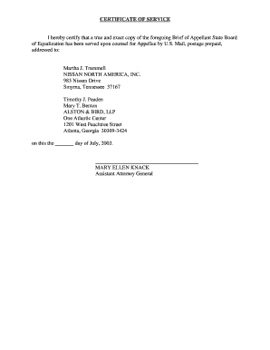 Certificate of Service