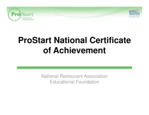 ProStart National Certificate of Achievement - Michigan Restaurant ...