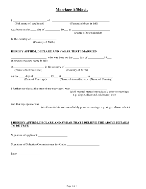 Marriage Affidavit