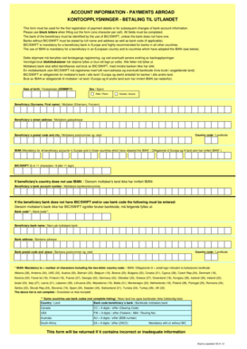 Account Information Payment Abroad Form