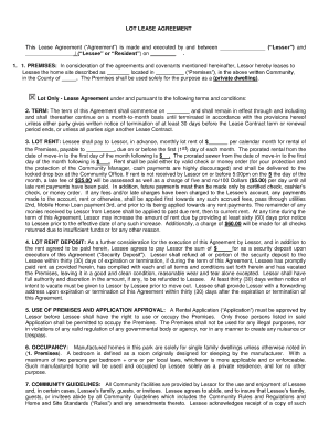 Lot Lease Agreement
