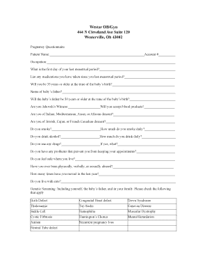 Pregnancy Questionnaire and Consent Form